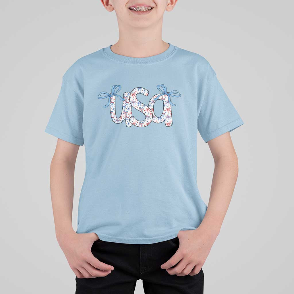 Coquette USA T Shirt For Kid Patriotic American Girl 4th of July - Wonder Print Shop