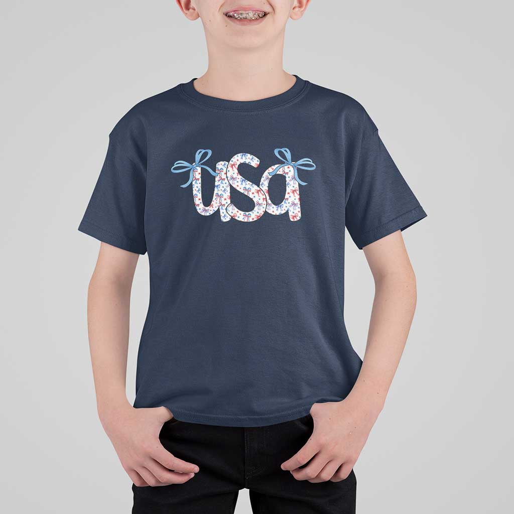 Coquette USA T Shirt For Kid Patriotic American Girl 4th of July - Wonder Print Shop