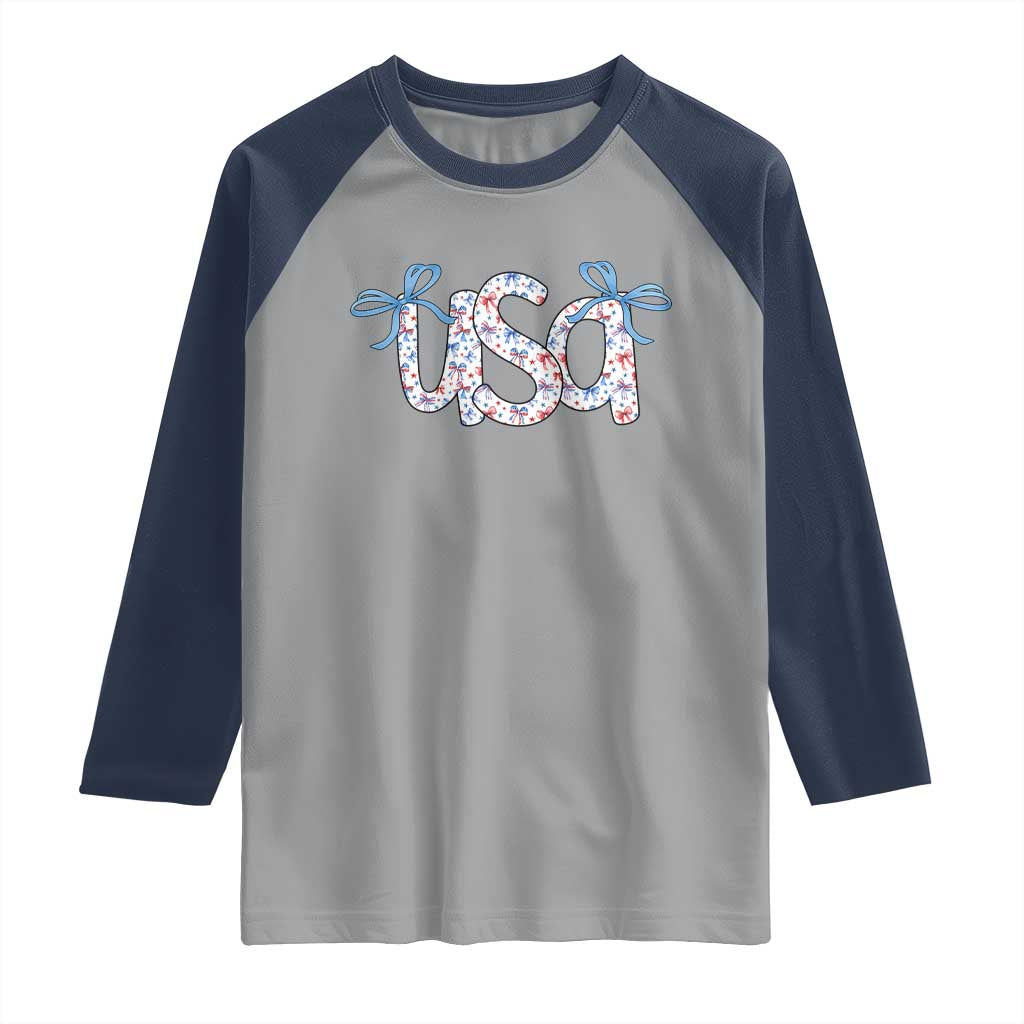 Coquette USA Raglan Shirt Patriotic American Girl 4th of July - Wonder Print Shop