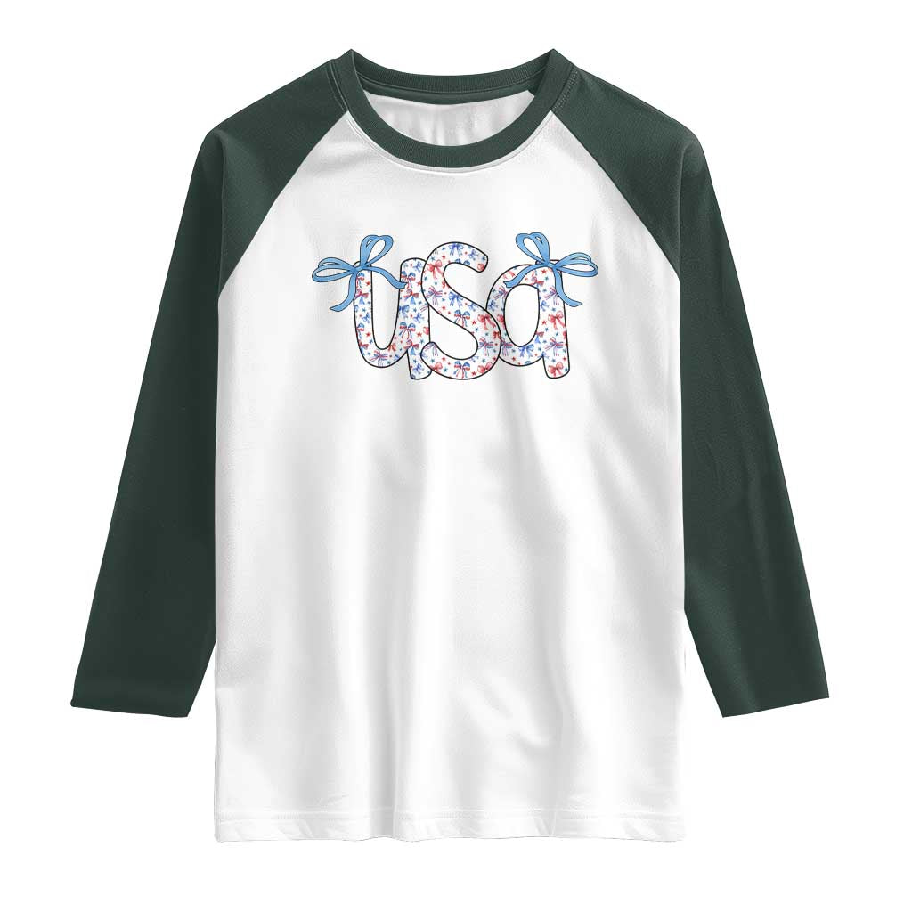 Coquette USA Raglan Shirt Patriotic American Girl 4th of July - Wonder Print Shop