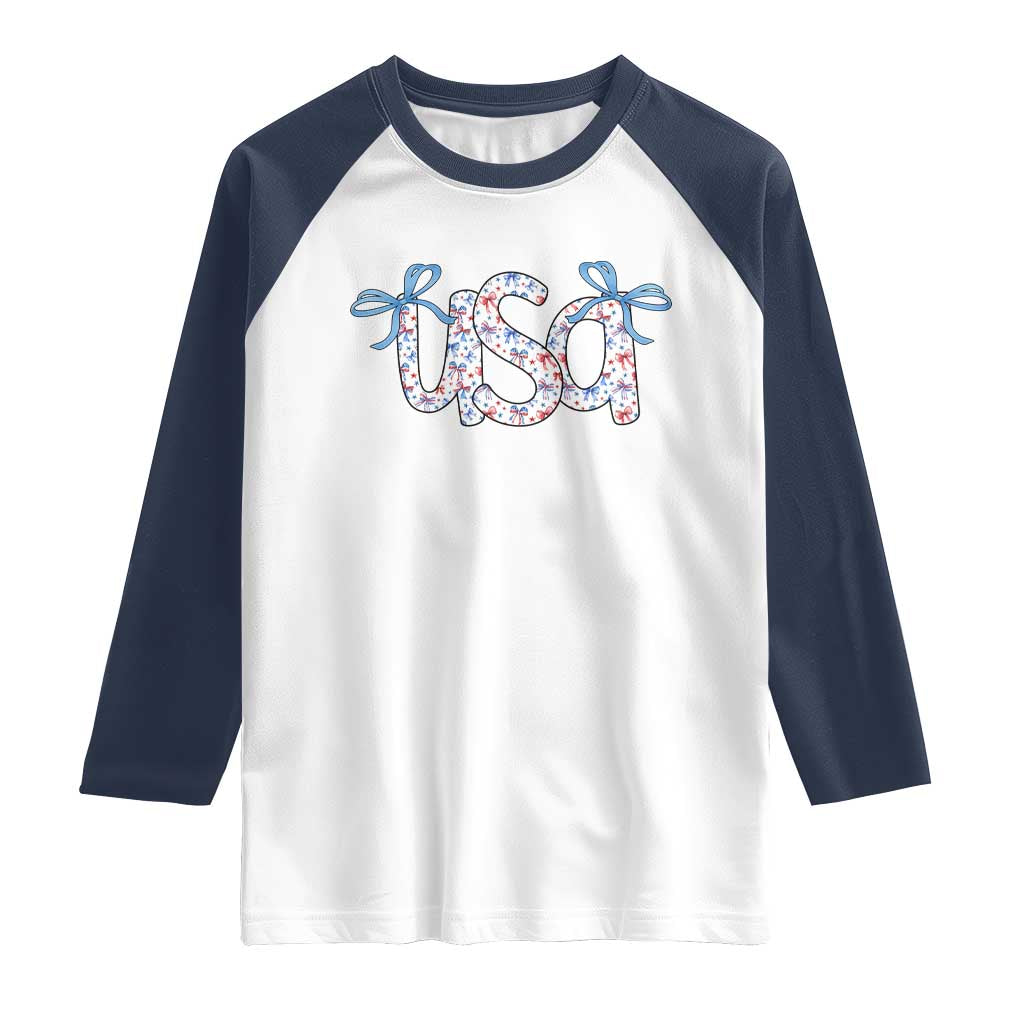 Coquette USA Raglan Shirt Patriotic American Girl 4th of July - Wonder Print Shop