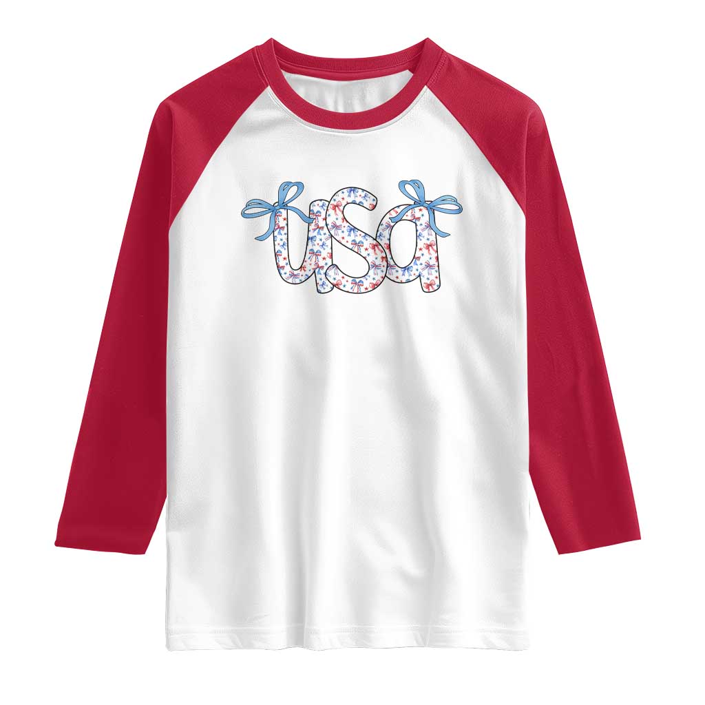 Coquette USA Raglan Shirt Patriotic American Girl 4th of July - Wonder Print Shop