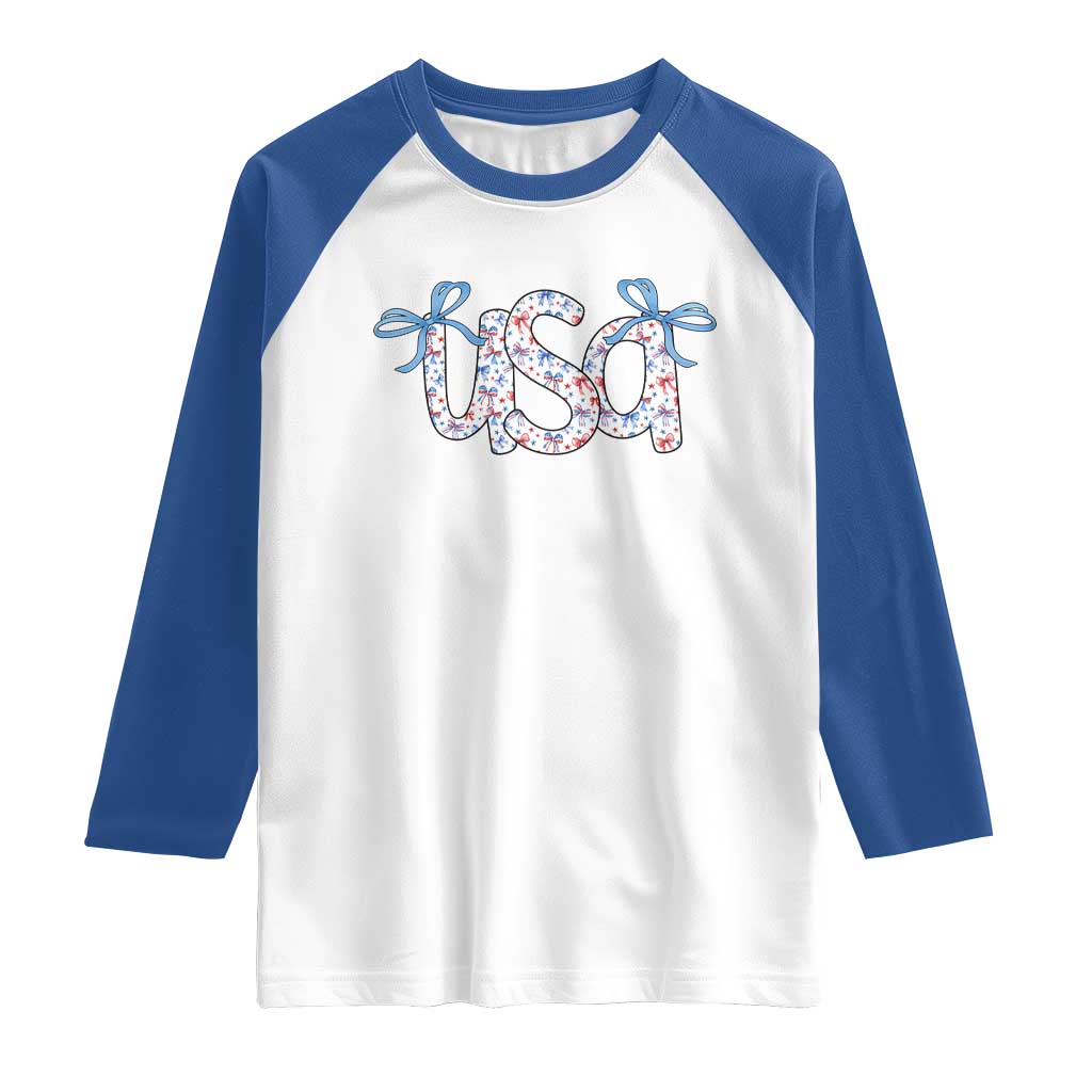 Coquette USA Raglan Shirt Patriotic American Girl 4th of July - Wonder Print Shop