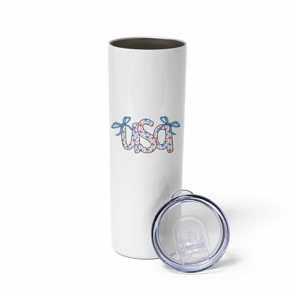 Coquette USA Skinny Tumbler Patriotic American Girl 4th of July - Wonder Print Shop