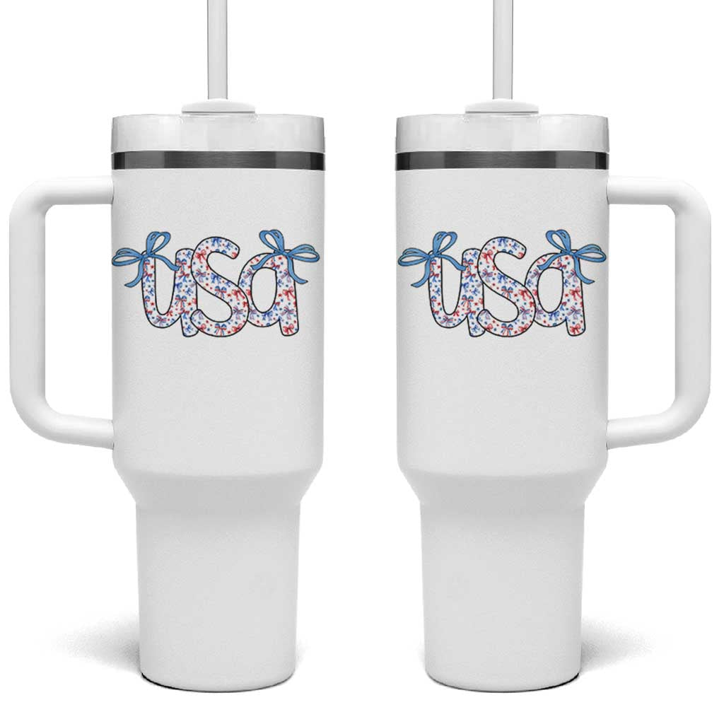 Coquette USA Tumbler With Handle Patriotic American Girl 4th of July - Wonder Print Shop