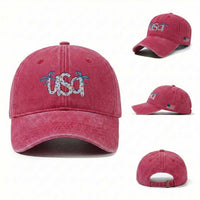 Coquette USA Washed Cotton Baseball Cap Patriotic American Girl 4th of July