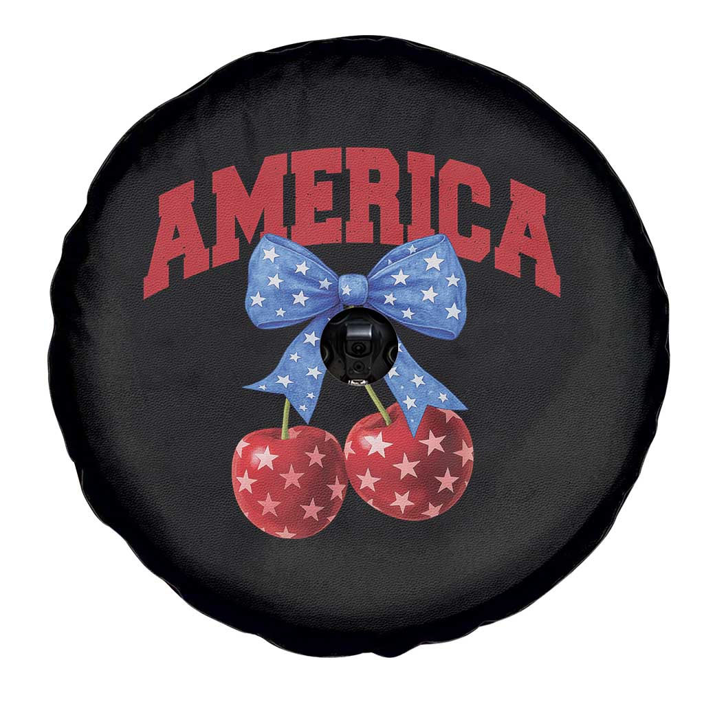 America Cherry Coquette Bow Spare Tire Cover 4th of July Patriotic - Wonder Print Shop