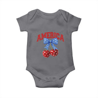 America Cherry Coquette Bow Baby Onesie 4th of July Patriotic - Wonder Print Shop