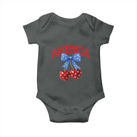 America Cherry Coquette Bow Baby Onesie 4th of July Patriotic - Wonder Print Shop
