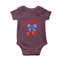 America Cherry Coquette Bow Baby Onesie 4th of July Patriotic - Wonder Print Shop