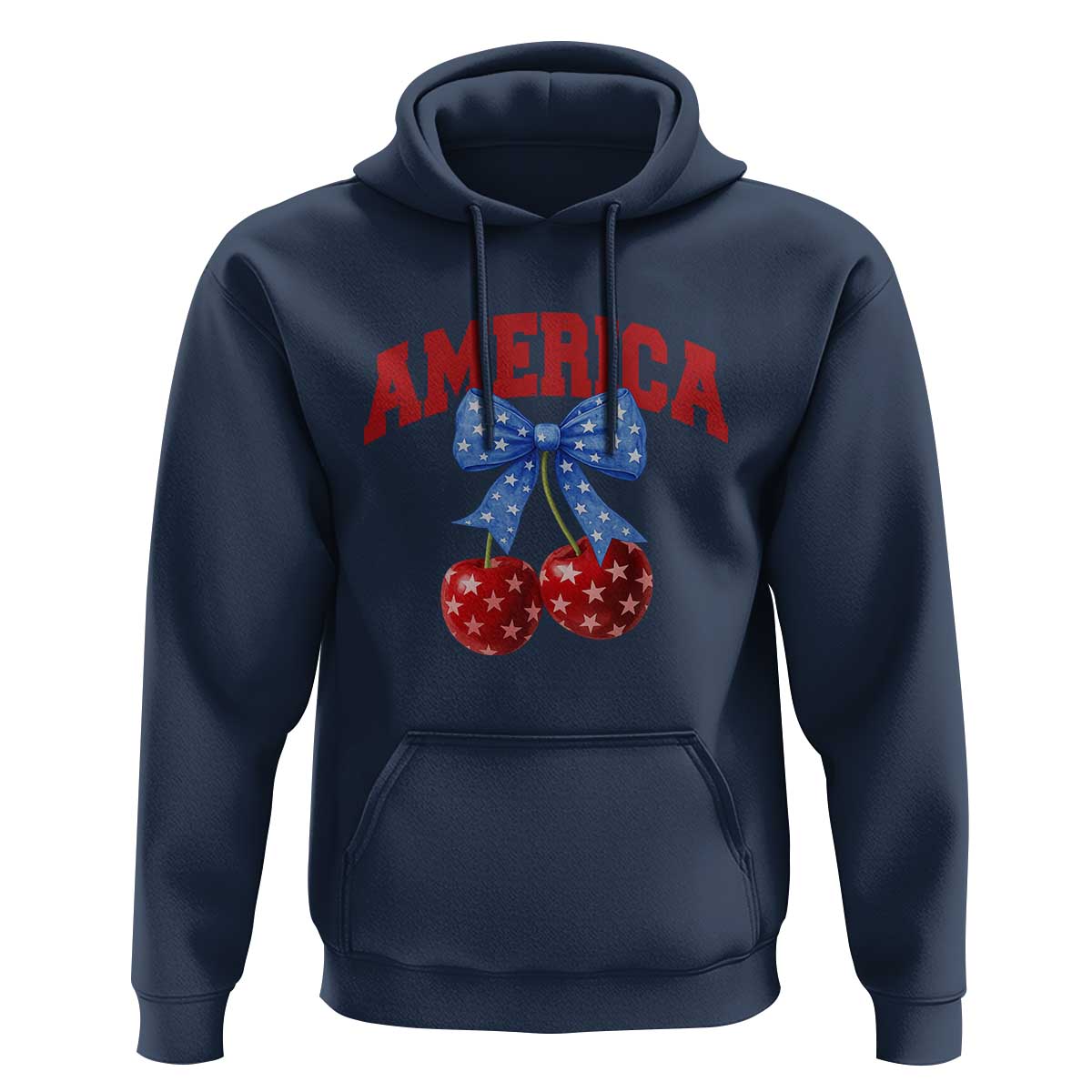 America Cherry Coquette Bow Hoodie 4th of July Patriotic - Wonder Print Shop
