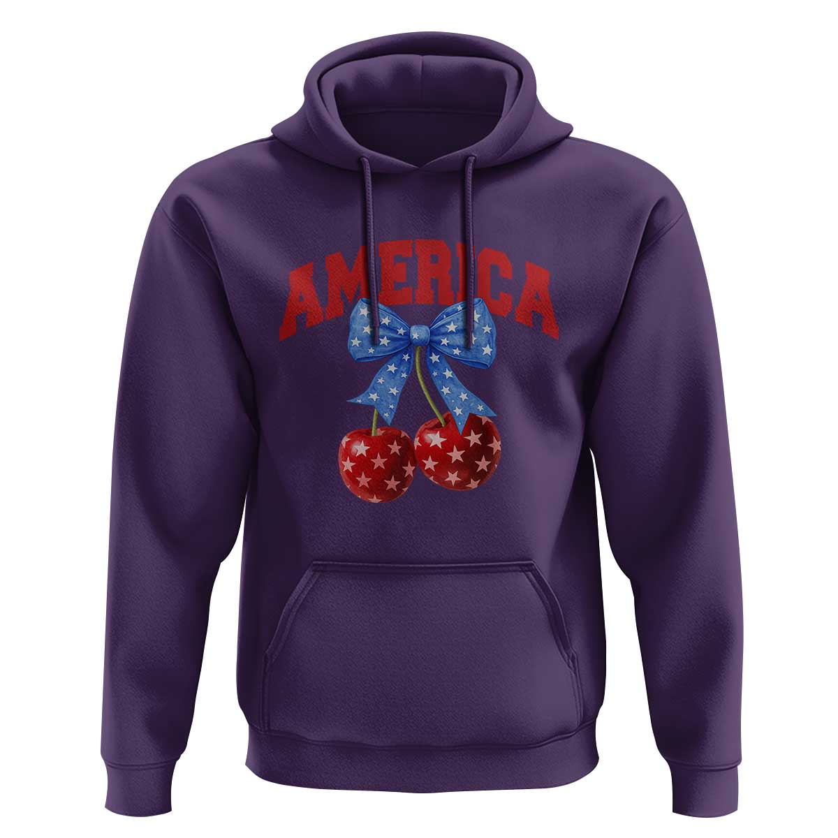 America Cherry Coquette Bow Hoodie 4th of July Patriotic - Wonder Print Shop