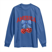 America Cherry Coquette Bow Long Sleeve Shirt 4th of July Patriotic - Wonder Print Shop
