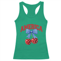 America Cherry Coquette Bow Racerback Tank Top 4th of July Patriotic - Wonder Print Shop