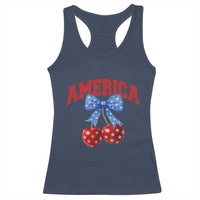 America Cherry Coquette Bow Racerback Tank Top 4th of July Patriotic - Wonder Print Shop