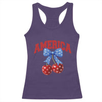 America Cherry Coquette Bow Racerback Tank Top 4th of July Patriotic - Wonder Print Shop