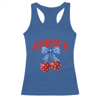 America Cherry Coquette Bow Racerback Tank Top 4th of July Patriotic - Wonder Print Shop