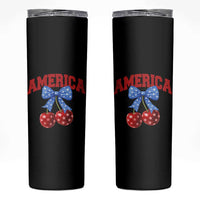 America Cherry Coquette Bow Skinny Tumbler 4th of July Patriotic - Wonder Print Shop