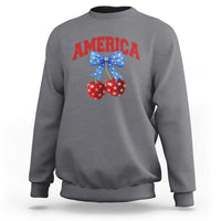 America Cherry Coquette Bow Sweatshirt 4th of July Patriotic - Wonder Print Shop
