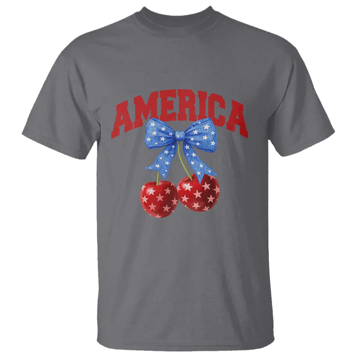 America Cherry Coquette Bow T Shirt 4th of July Patriotic - Wonder Print Shop