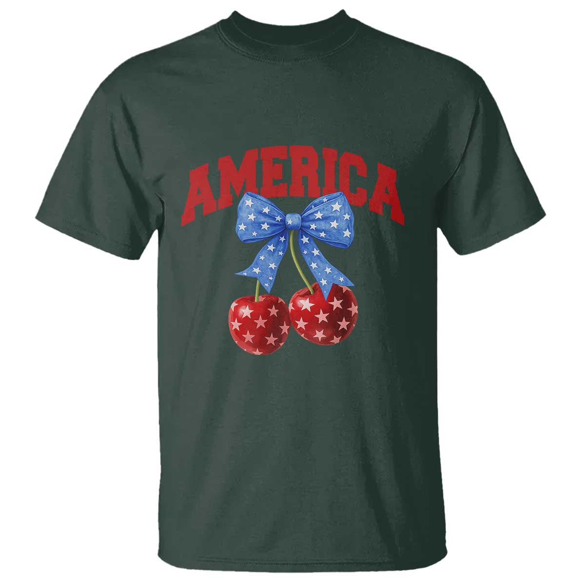 America Cherry Coquette Bow T Shirt 4th of July Patriotic - Wonder Print Shop