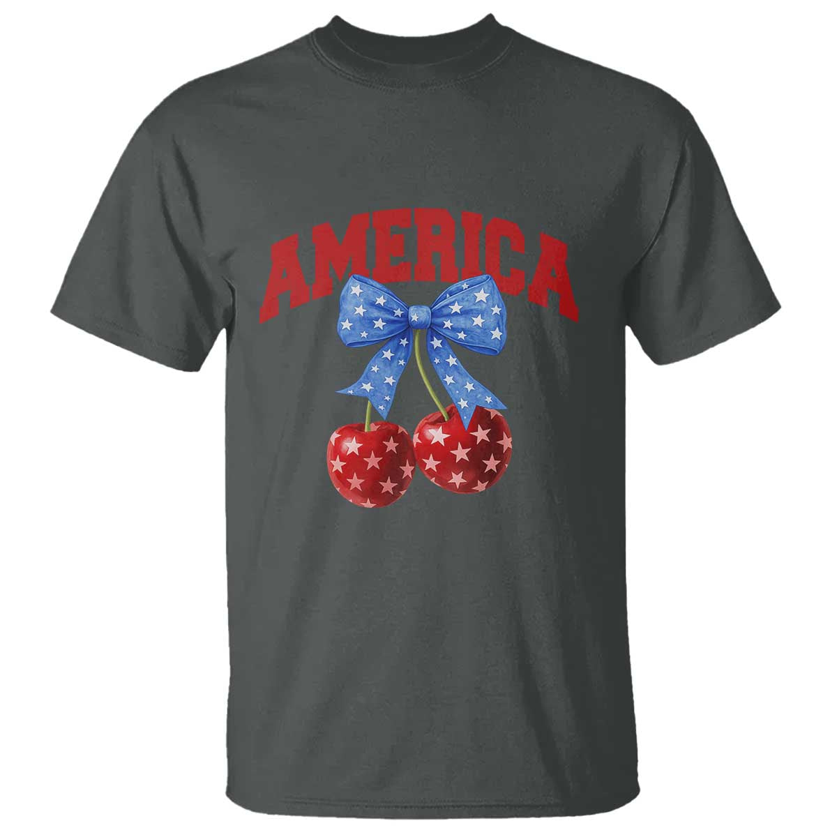 America Cherry Coquette Bow T Shirt 4th of July Patriotic - Wonder Print Shop