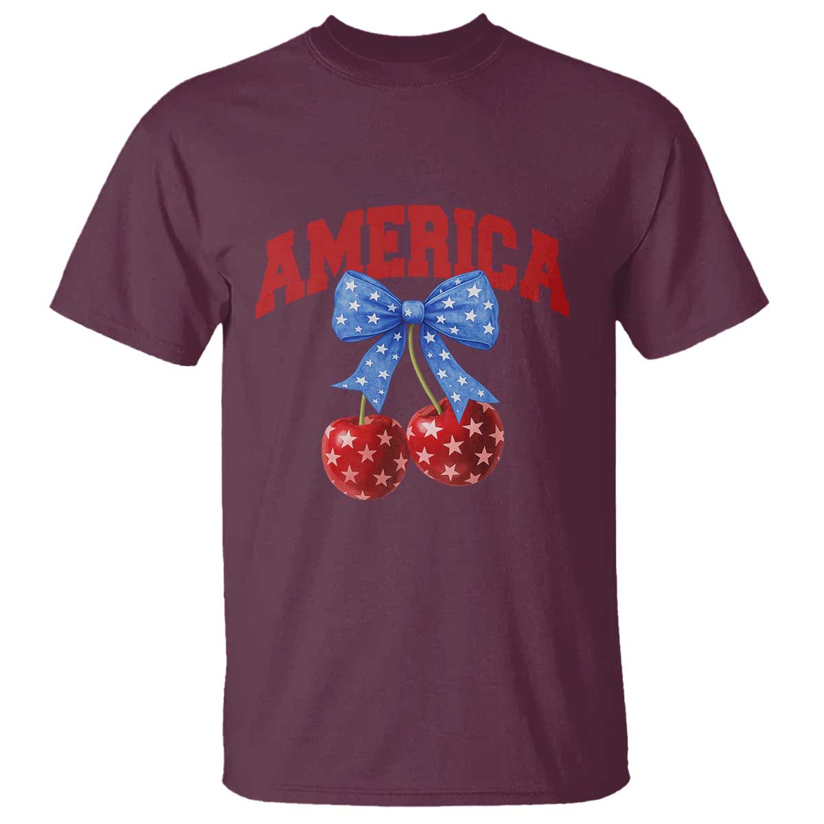 America Cherry Coquette Bow T Shirt 4th of July Patriotic - Wonder Print Shop