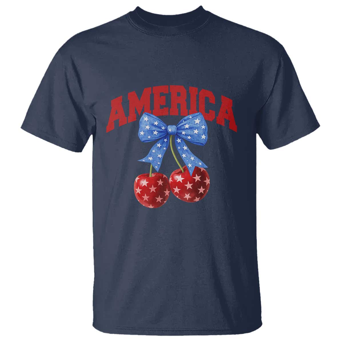 America Cherry Coquette Bow T Shirt 4th of July Patriotic - Wonder Print Shop