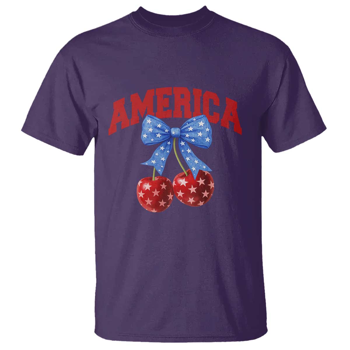 America Cherry Coquette Bow T Shirt 4th of July Patriotic - Wonder Print Shop