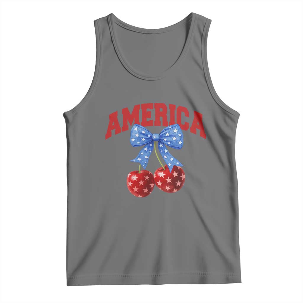 America Cherry Coquette Bow Tank Top 4th of July Patriotic - Wonder Print Shop