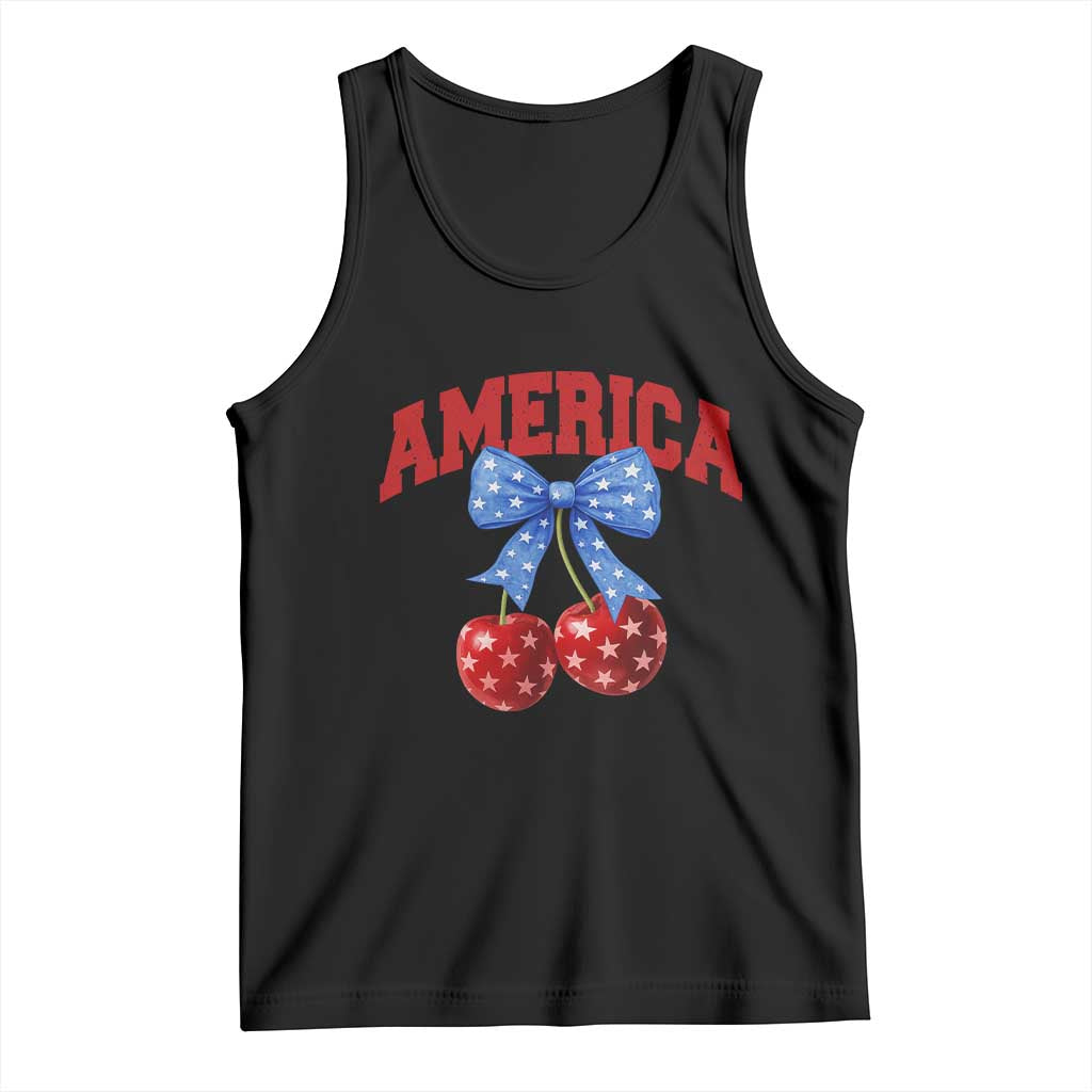 America Cherry Coquette Bow Tank Top 4th of July Patriotic - Wonder Print Shop