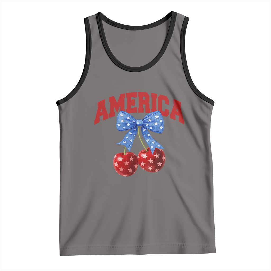 America Cherry Coquette Bow Tank Top 4th of July Patriotic - Wonder Print Shop