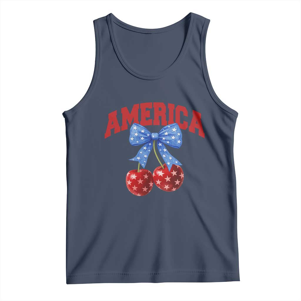 America Cherry Coquette Bow Tank Top 4th of July Patriotic - Wonder Print Shop