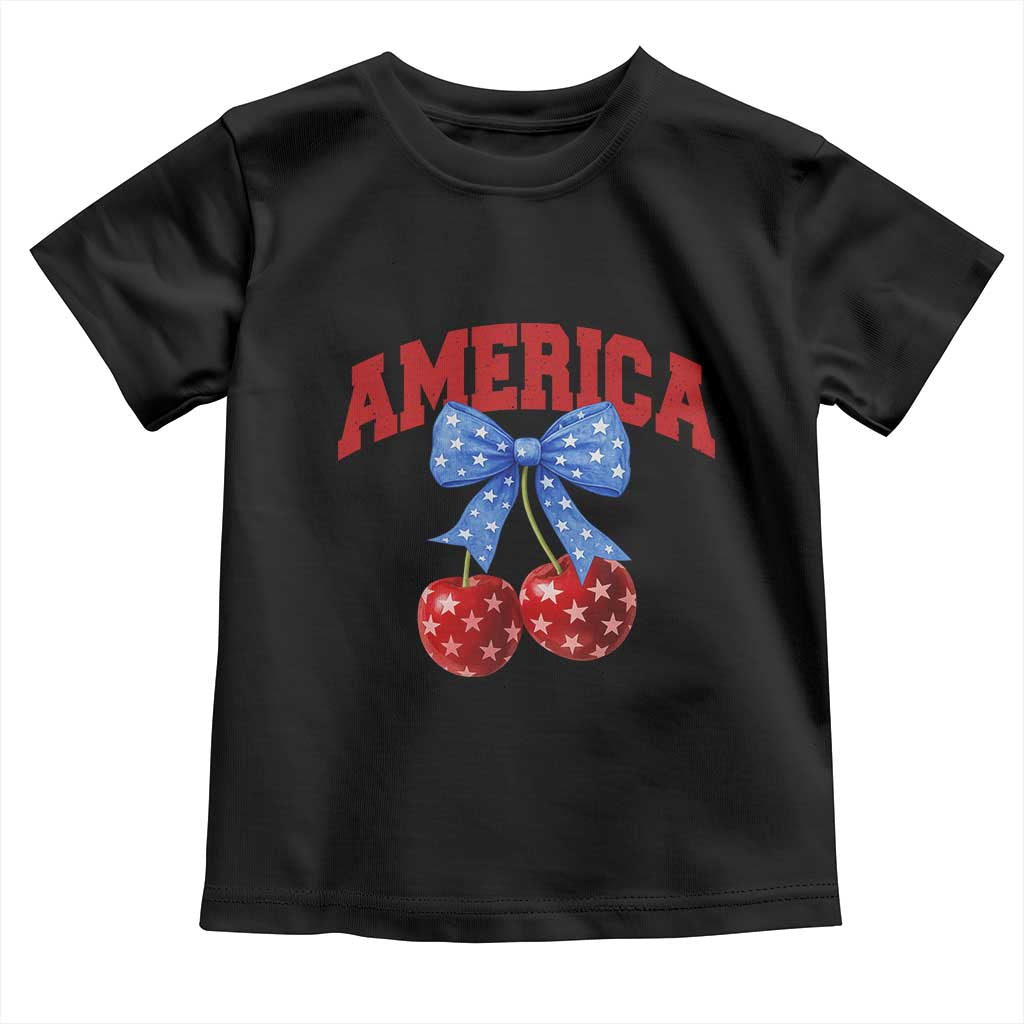 America Cherry Coquette Bow Toddler T Shirt 4th of July Patriotic - Wonder Print Shop