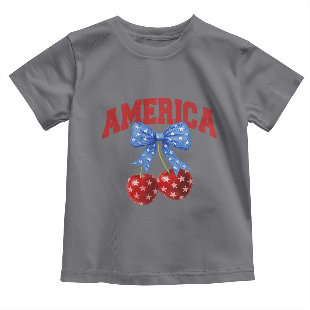 America Cherry Coquette Bow Toddler T Shirt 4th of July Patriotic - Wonder Print Shop