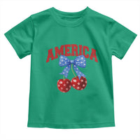 America Cherry Coquette Bow Toddler T Shirt 4th of July Patriotic - Wonder Print Shop