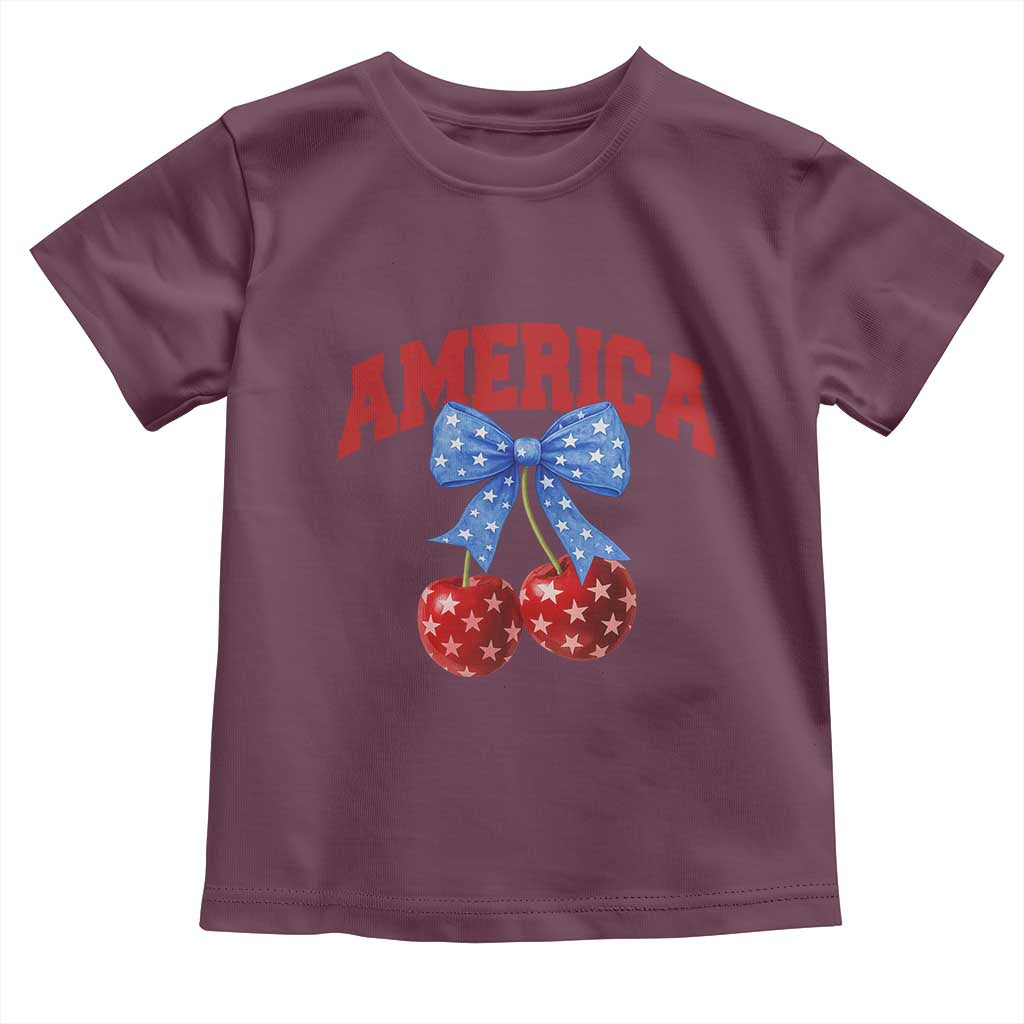 America Cherry Coquette Bow Toddler T Shirt 4th of July Patriotic - Wonder Print Shop