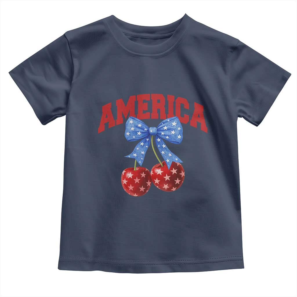 America Cherry Coquette Bow Toddler T Shirt 4th of July Patriotic - Wonder Print Shop