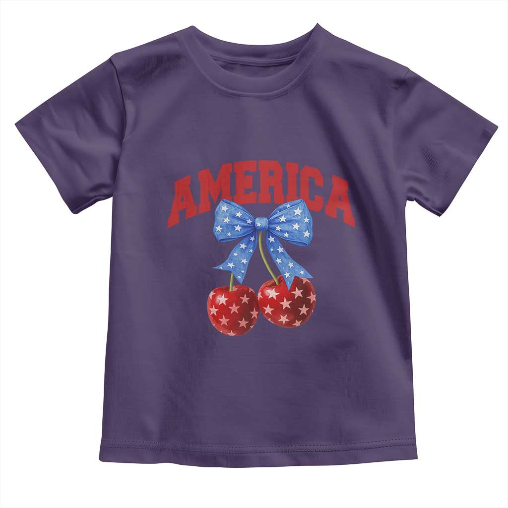 America Cherry Coquette Bow Toddler T Shirt 4th of July Patriotic - Wonder Print Shop
