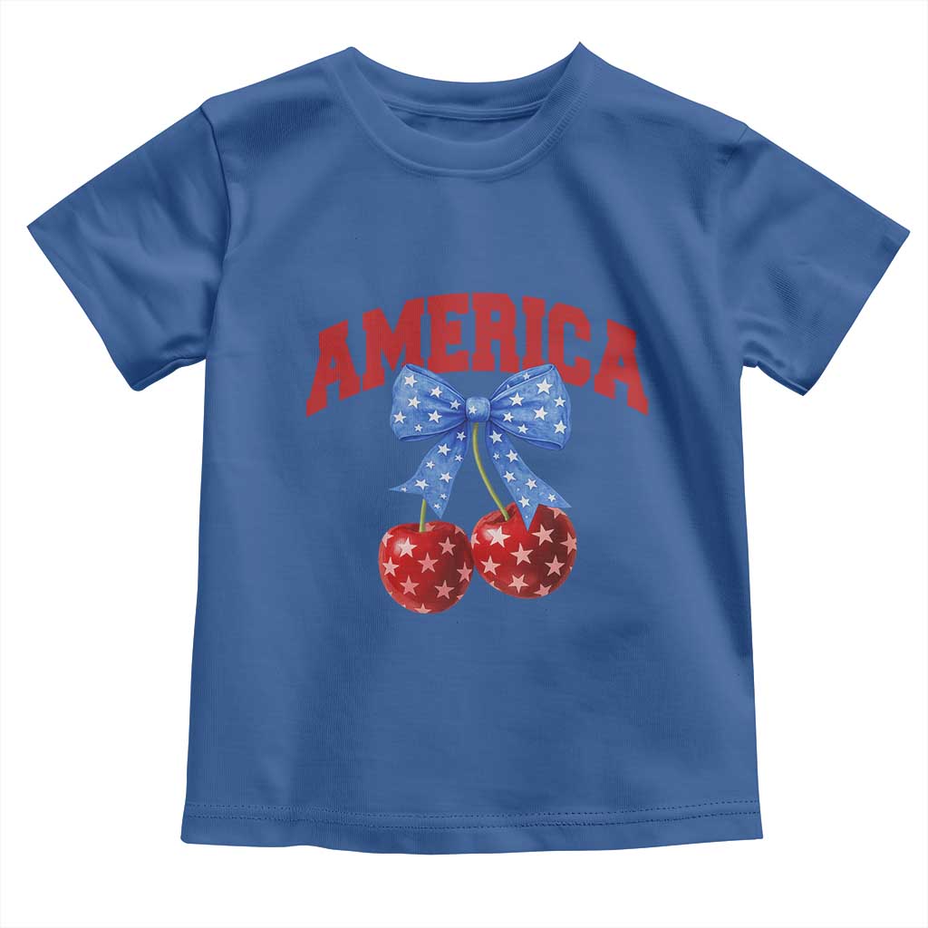 America Cherry Coquette Bow Toddler T Shirt 4th of July Patriotic - Wonder Print Shop