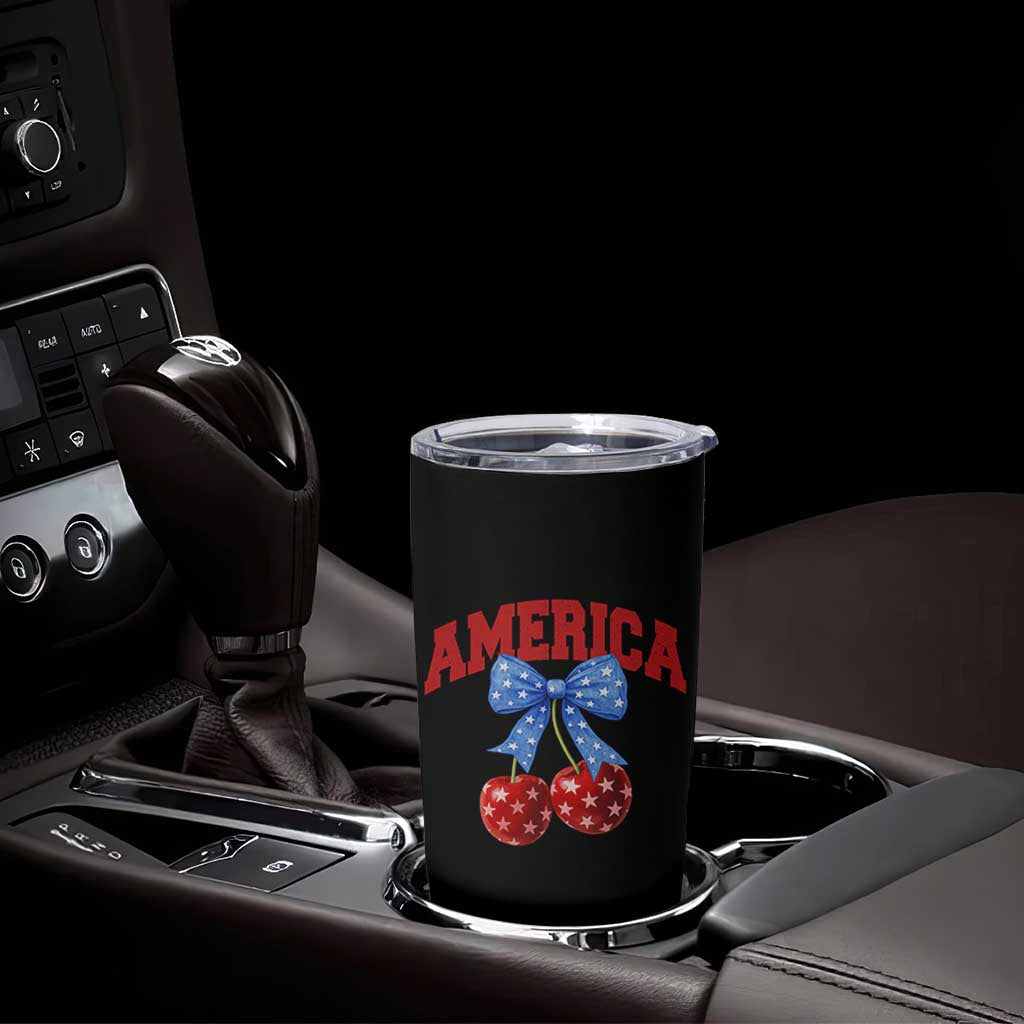 America Cherry Coquette Bow Tumbler Cup 4th of July Patriotic - Wonder Print Shop