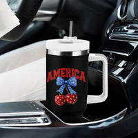 America Cherry Coquette Bow Tumbler With Handle 4th of July Patriotic - Wonder Print Shop