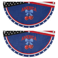 America Cherry Coquette Bow Patriotic Fan Flag 4th of July