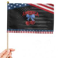 America Cherry Coquette Bow Patriotic Handheld Flag 4th of July