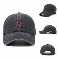America Cherry Coquette Bow Washed Cotton Baseball Cap 4th of July Patriotic