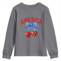 America Cherry Coquette Bow Youth Sweatshirt 4th of July Patriotic - Wonder Print Shop