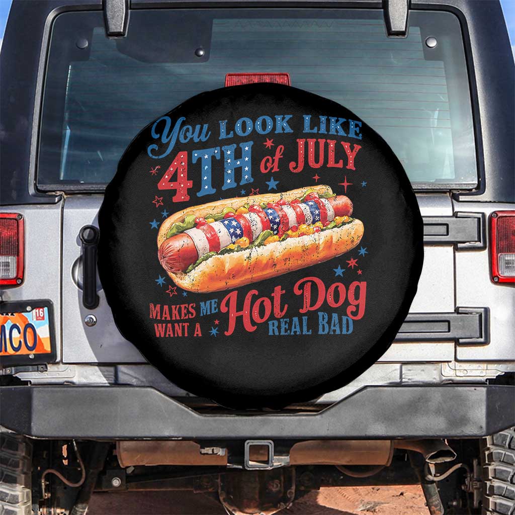 You Look Like 4th of July Hot Dog Spare Tire Cover Funny Patriotic Food Meme - Wonder Print Shop