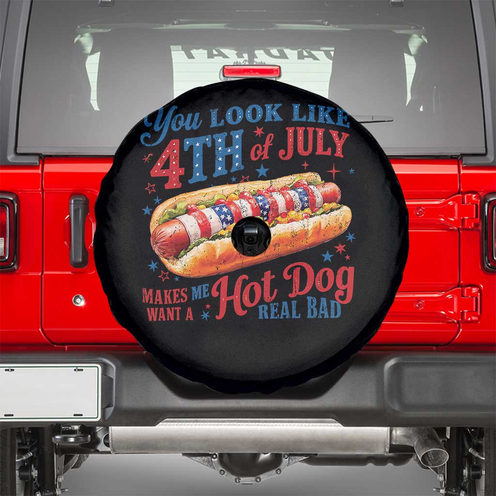 You Look Like 4th of July Hot Dog Spare Tire Cover Funny Patriotic Food Meme - Wonder Print Shop