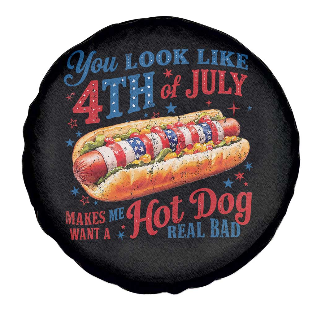 You Look Like 4th of July Hot Dog Spare Tire Cover Funny Patriotic Food Meme - Wonder Print Shop