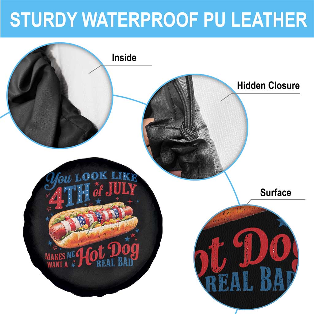 You Look Like 4th of July Hot Dog Spare Tire Cover Funny Patriotic Food Meme - Wonder Print Shop